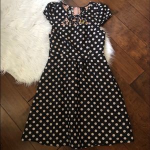 Anthropologie Maeve Nicola Dress Black Polkadots 0